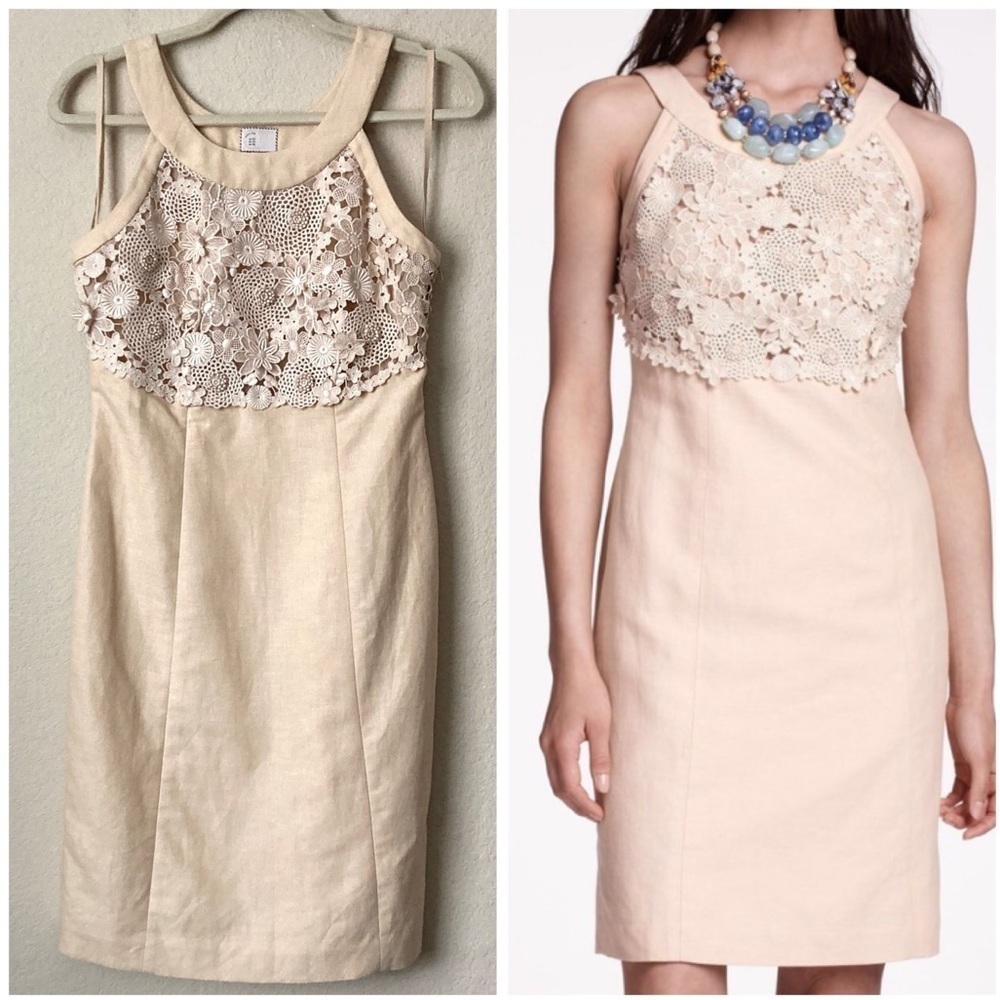 Anthropologie Floral Crochet Postmark Oleander Openwork Shift Dress